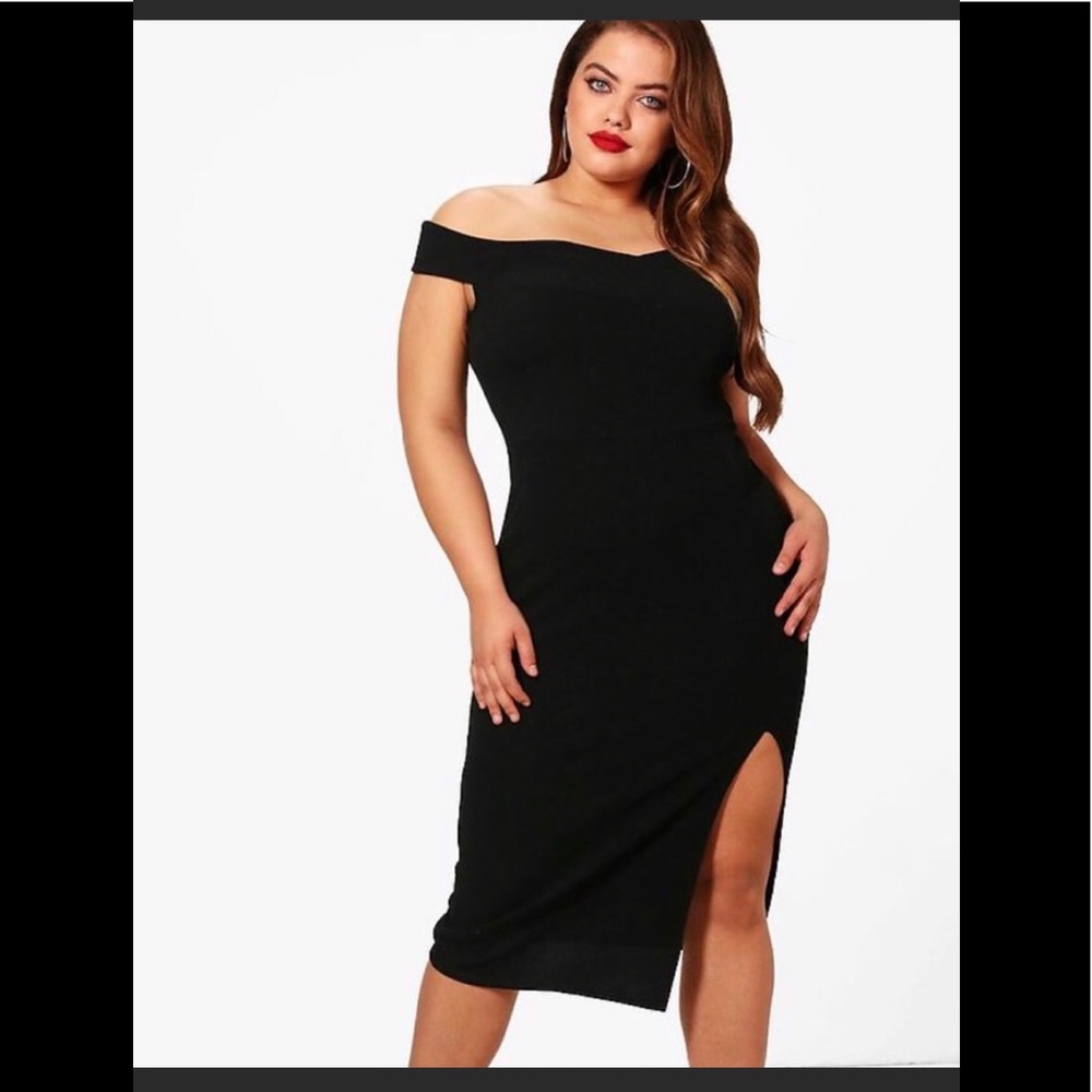 Plus Wrap Bardot split dress